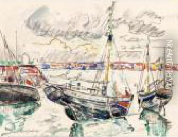 Barques Au Port Oil Painting - Paul Signac