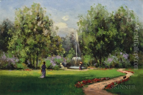 Stroll In The Park Oil Painting - William Wendt