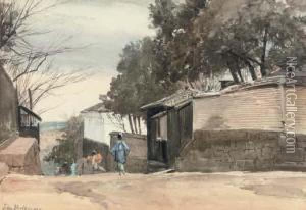 Looking Over Shiba Quarter, Tokyo Oil Painting - John Jnr. Varley