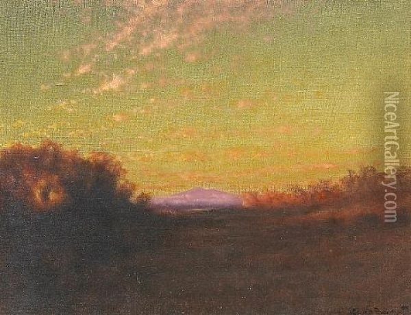 Distant Mountain At Sunset Oil Painting - Charles Dorman Robinson