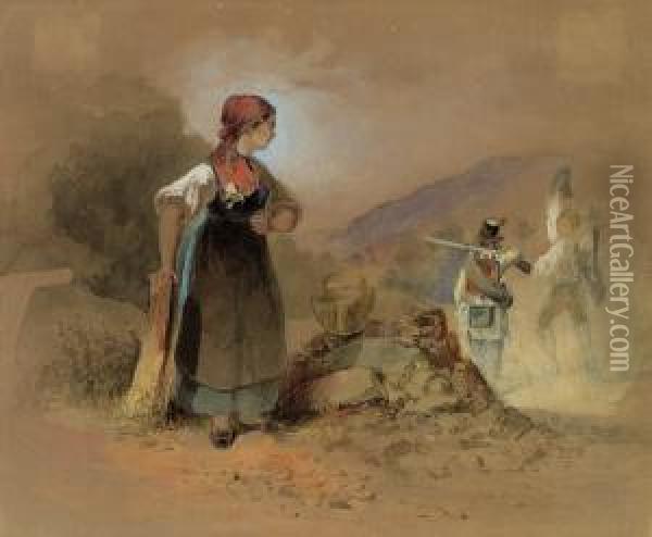 Abschied Der Rekruten Oil Painting - Friedrich Johann Treml