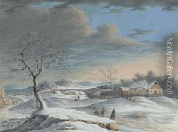 Collecting Wood On A Winter's Day Oil Painting - Louis Nicolael van Blarenberghe