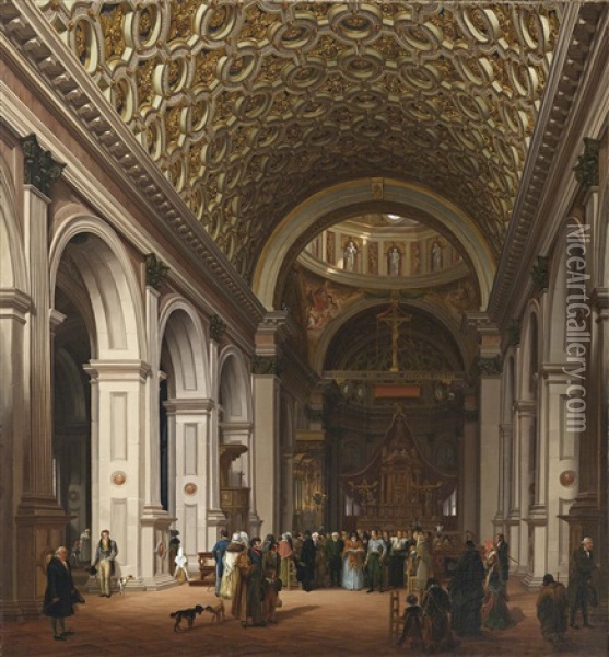 Das Innere Von Santa Maria In Celso In Mailand Oil Painting - Giovanni Migliara