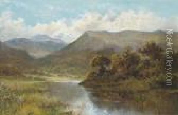 A River In A Mountainous Landscape Oil Painting - Daniel Sherrin