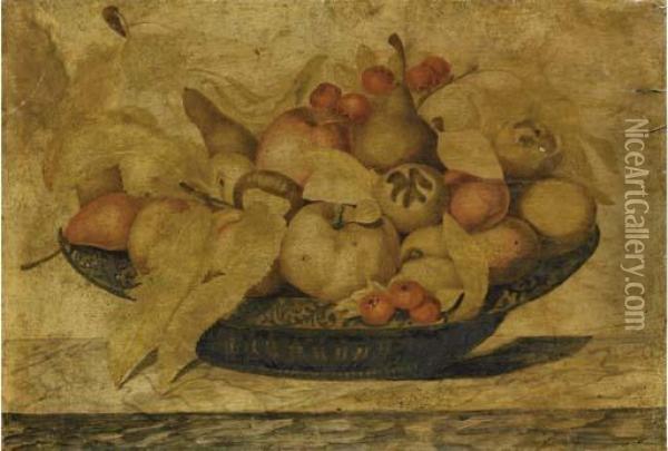 Mele, Pere, Castagne E Altri Frutti In Un Piatto Oil Painting - Octavianus Montfort