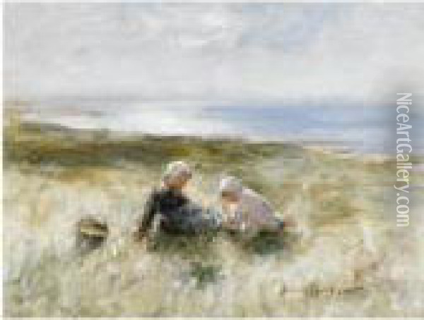 On The Sands, Carnoustie Oil Painting - Robert Gemmell Hutchison