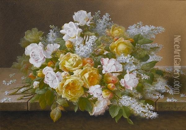 Still Life With Roses Oil Painting - Raoul Maucherat de Longpre