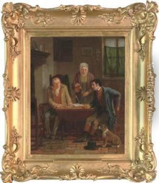 Settling The Account Oil Painting - Edward Villiers Rippingille