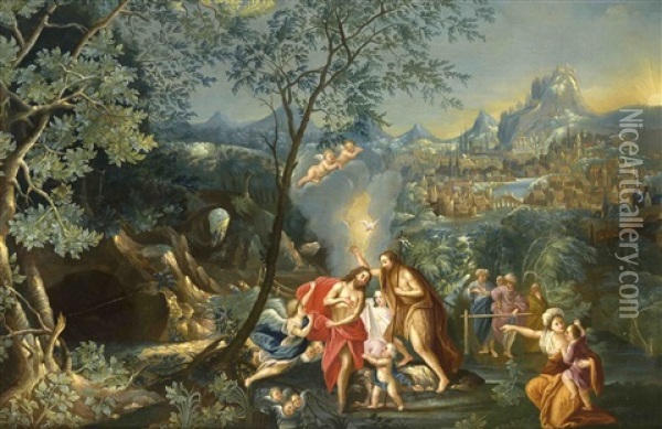 Die Taufe Jesu Oil Painting - Adam Elsheimer