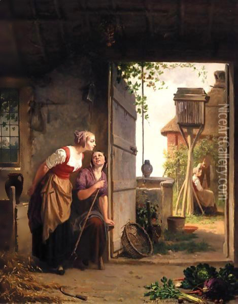 Listening At The Door Oil Painting - Jan David Col