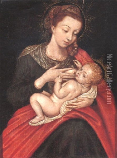 The Madonna And Child Oil Painting - Michiel Coxie the Elder