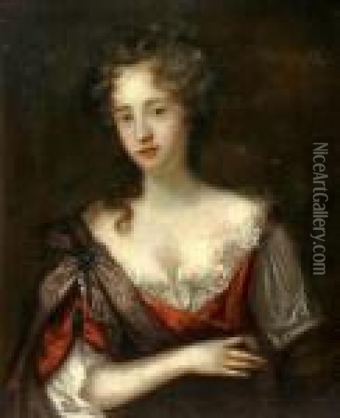 Portrait Of A Lady, Head And Shoulders Oil Painting - William Wissing or Wissmig