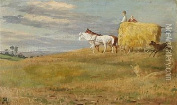 Hostscene (harvest Scene) Oil Painting - Adolf Heinrich Mackeprang