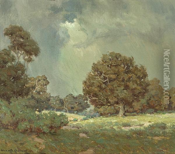 Wildflowers Under Grey Skies (the Coming Storm) Oil Painting - Granville Redmond