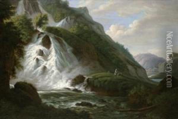 Der Unterste Reichenbachfall Oil Painting - Jacob Wilhelm Mechau