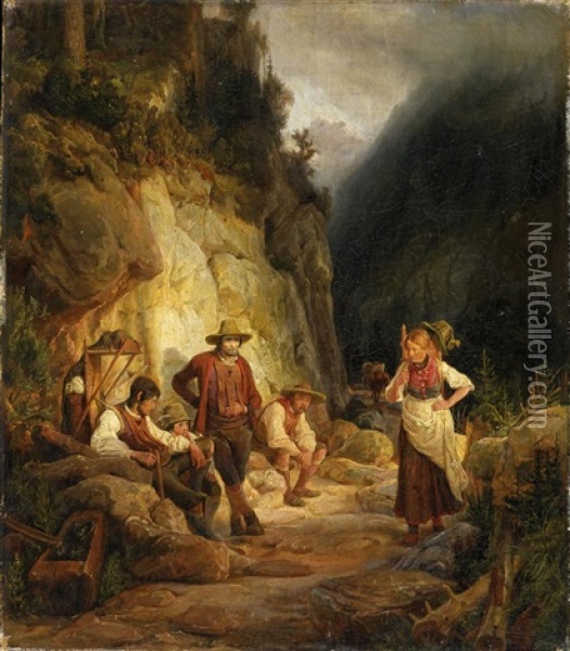 Im Gebirge Oil Painting - Hermann Kauffmann the Elder
