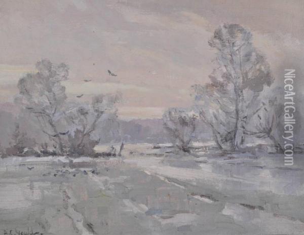 Snow Covered Landscape Oil Painting - Alexander Carruthers Gould