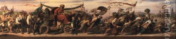 Der Triumphzug Des Konigs Rheinwein Oil Painting - Adolf Schroedter