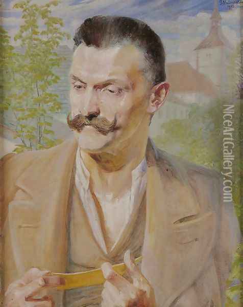 Sketch for the Portrait of a Man Oil Painting - Jacek Malczewski