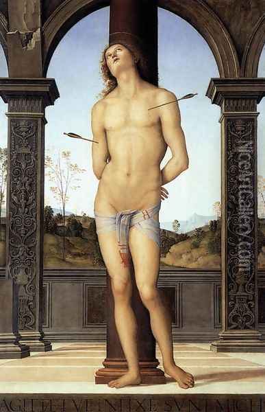 Saint Sebastian St Sebastian c. 1495 Oil Painting - Pietro Vannucci Perugino