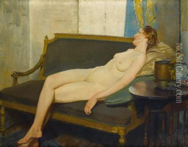 Reclining Nude Oil Painting - George Gibbs