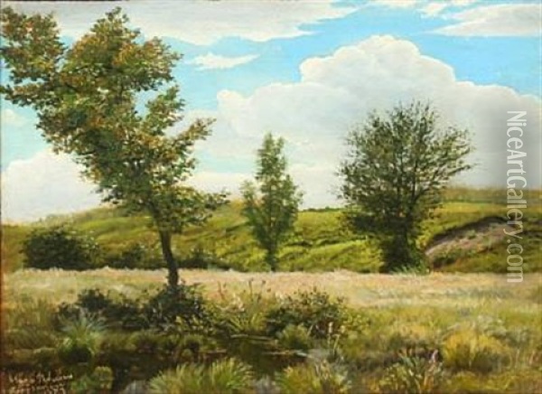 A German Summer Landscape From Bad Lippspringe Oil Painting - Viggo Pedersen