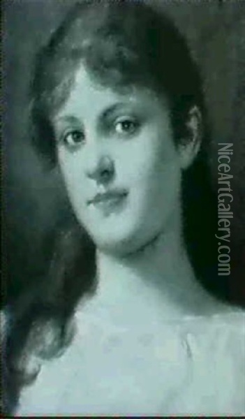 Bildnis Einer Frau Mit Langen,braunen Locken (frau Elisabethslezak, Geb. Werthweim) Oil Painting - Gabriel von Max
