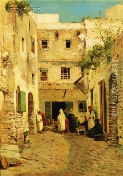 A Street In... Morocco Oil Painting - John Varley the Younger