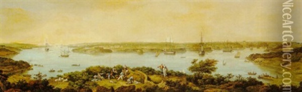 A View Of Port Mahon, Minorca Oil Painting - Anton Schranz