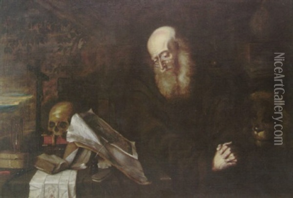 En Eremit Med Forganglighetens Symboler Oil Painting - Christian von Thum the Elder