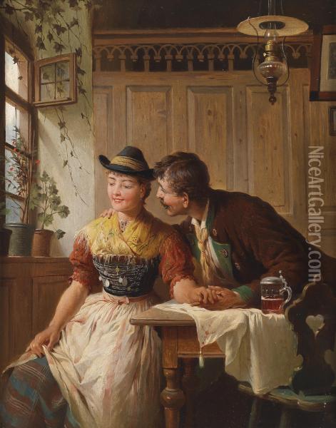 Flirtation Oil Painting - Peter Baumgartner