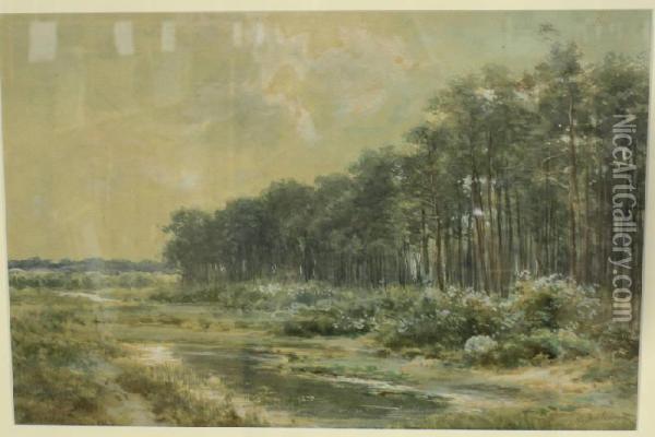 Landschap Aan De Bosrand Oil Painting - Johan Hendrik Doeleman