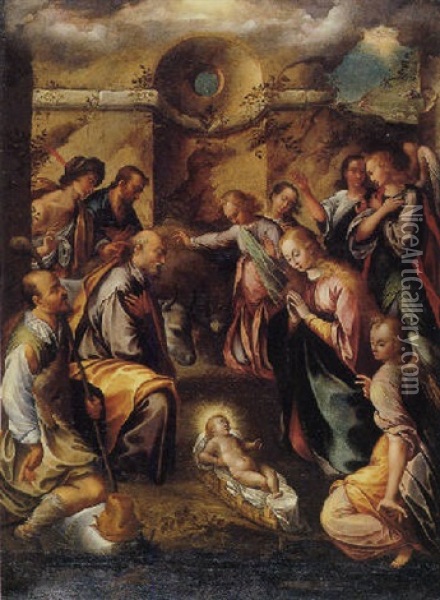Adoration Of The Shepherds Oil Painting - Girolamo Imparato