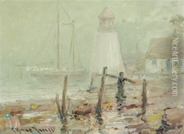 Lighthouse View Oil Painting - George Horne Russell