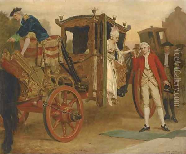 A grand arrival Oil Painting - Thomas Davidson