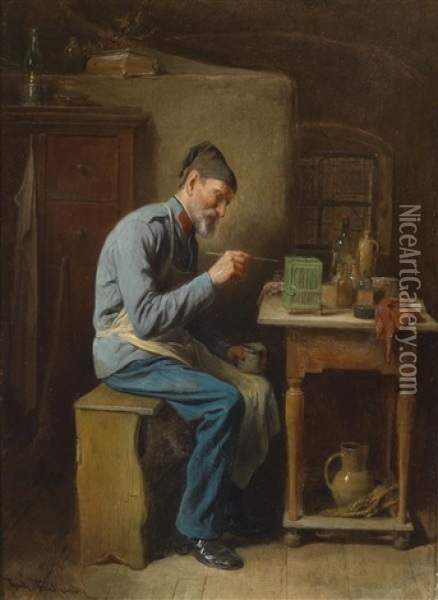 Der Hobbymaler Oil Painting - Friedrich Ritter von Malheim Friedlaender