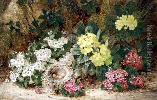 Still Life with Primroses Oil Painting - George Clare