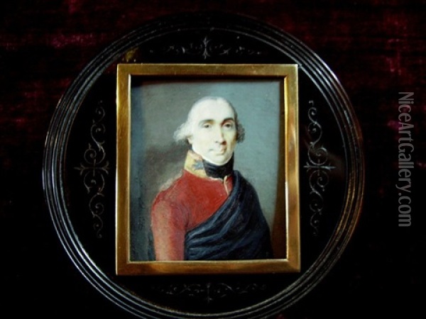 Portrait D'homme En Uniforme Brun-rouge Et Manteau Bleu Oil Painting - Johann Heinrich Schmidt