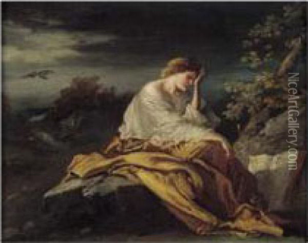 La Reverie De Valleda, Pretresse Druide. Oil Painting - Louis Boulanger