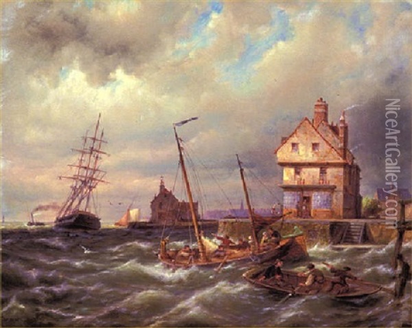 Shipping On The Zuider Zee Oil Painting - Pieter Cornelis Dommershuijzen