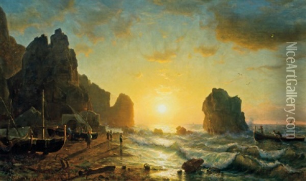 Sunset, Capri Oil Painting - William Stanley Haseltine