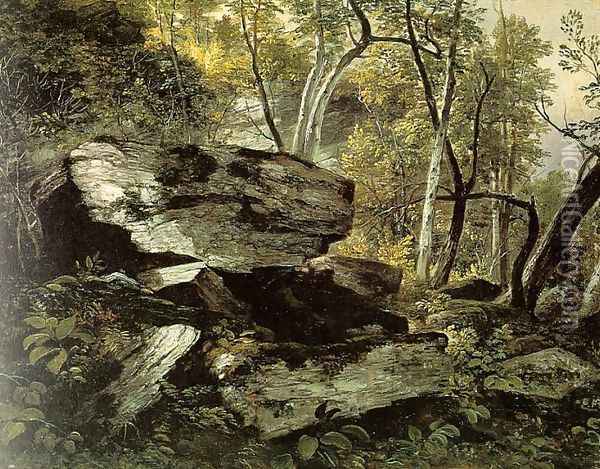 Study from Nature: Rocks and Trees 1856 Oil Painting - Asher Brown Durand