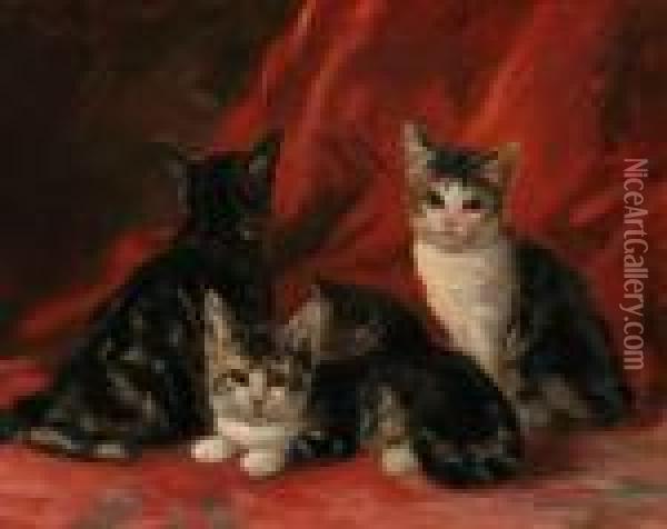 Three Kittens Oil Painting - Louis Eugene Lambert