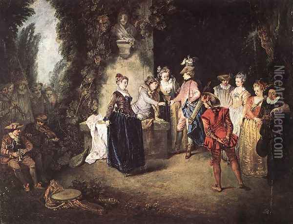 The French Comedy 1714 Oil Painting - Jean-Antoine Watteau