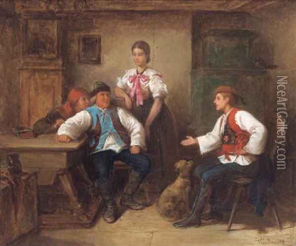 Der Brautwerber Oil Painting - Friedrich Ritter von Malheim Friedlaender