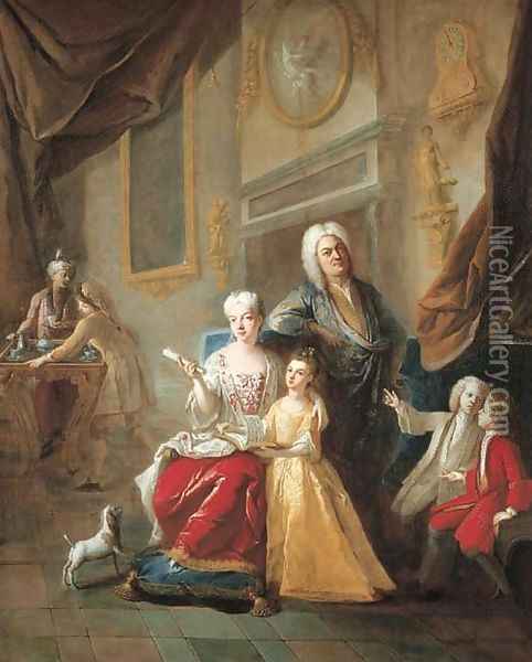 Portrait of a family in an interior Oil Painting - Francois de Troy