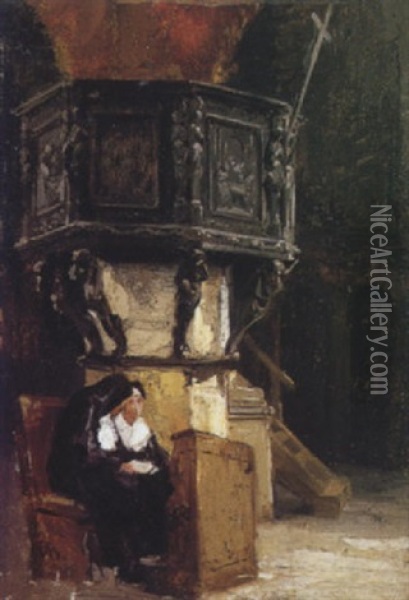 La Canonica Oil Painting - Mose di Giosue Bianchi