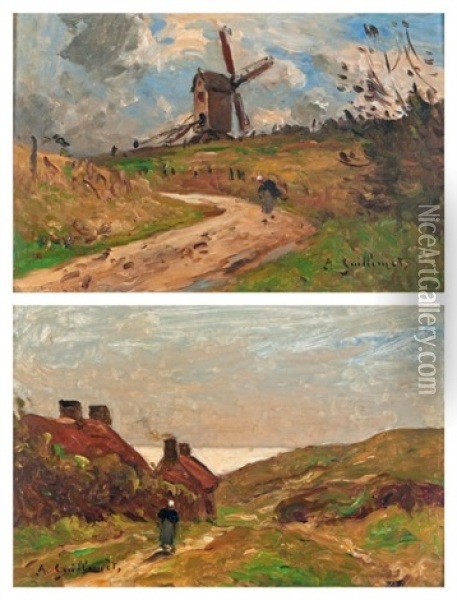 Paysanne Sur La Route (2 Works) Oil Painting - Jean Baptiste Antoine Guillemet