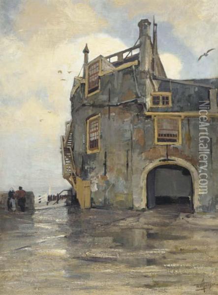 A View On The Kampveerse Toren, Veere Oil Painting - Hendrik Willebrord Jansen