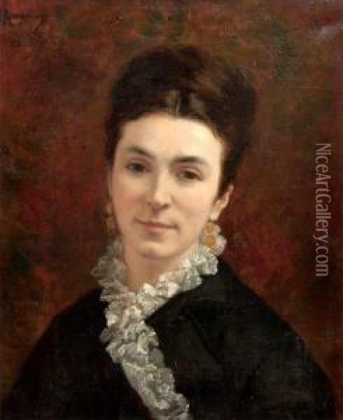 Portrait De Jeune Femme Oil Painting - Jules James Rougeron